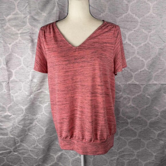 Lane Bryant Pink Heathered V-Neck Knit Top – Size 10/12 - Picture 1 of 5